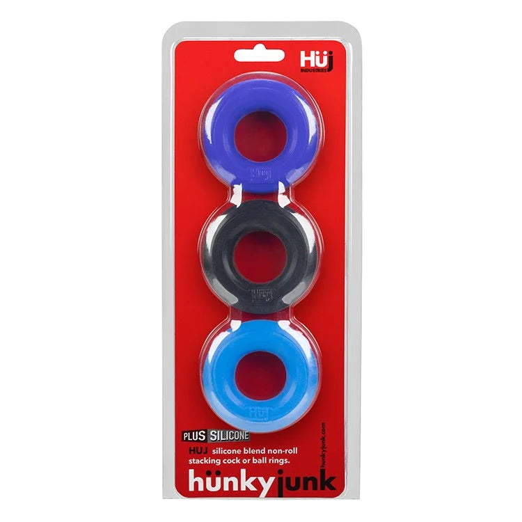 Hunkyjunk HUJ3 c-ring 3-pack, COBALT MULTI - Tar/Cobalt/Aqua