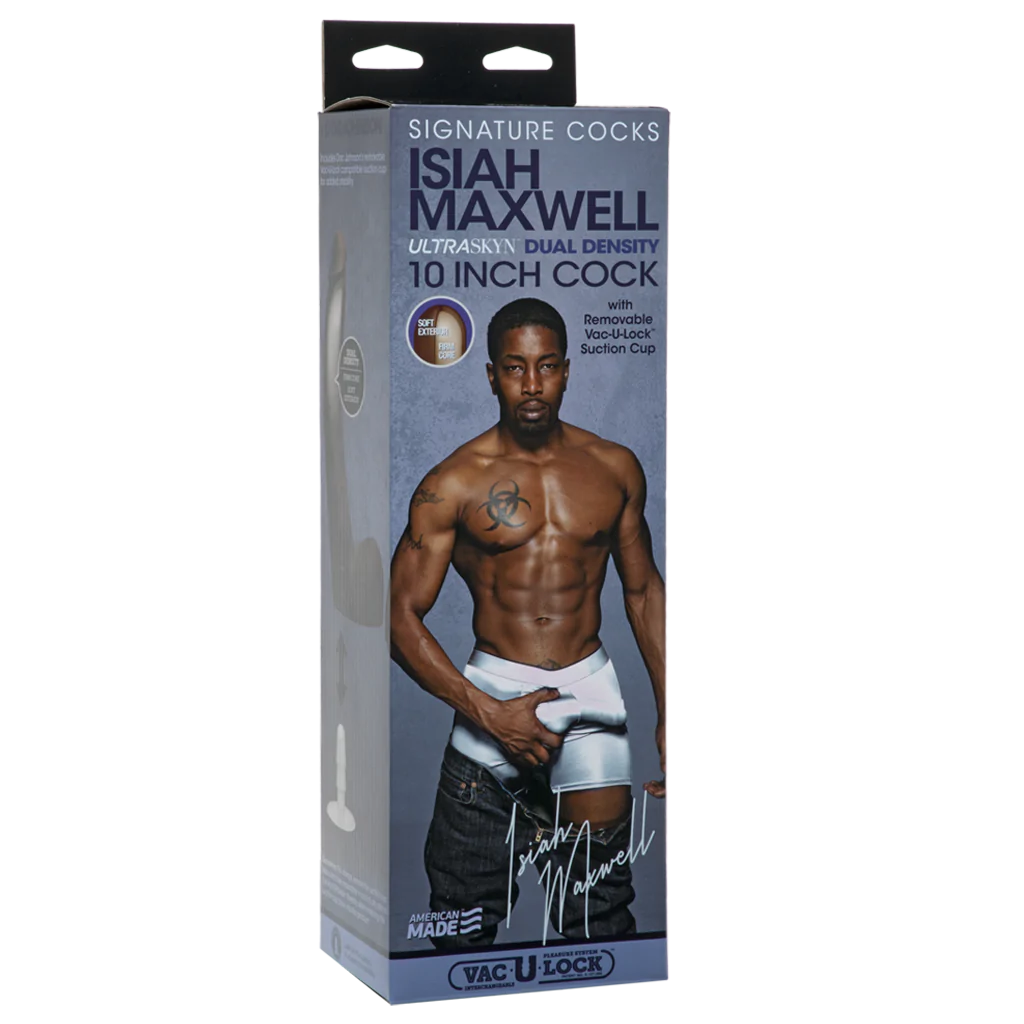 Doc Johnson Signature Cocks - Isiah Maxwell - 10 Inch ULTRASKYN Cock with Removable Vac-U-Lock Suction Cup - Chocolate